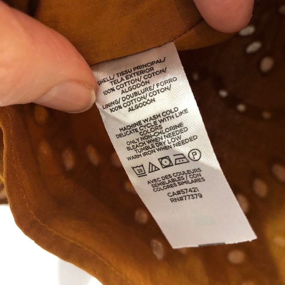 Ann Taylor Yellowish Brown Eyelet Layered Bell Sleeve Top Women XS Boho Romantic - Picture 4 of 8